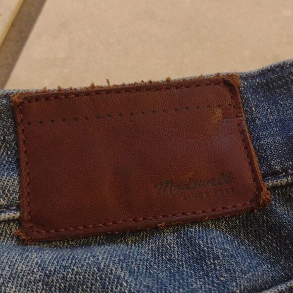 Madewell Slim Boyfriend Jean distressed patchwork raw hem blue denim size 24 - Picture 7 of 13